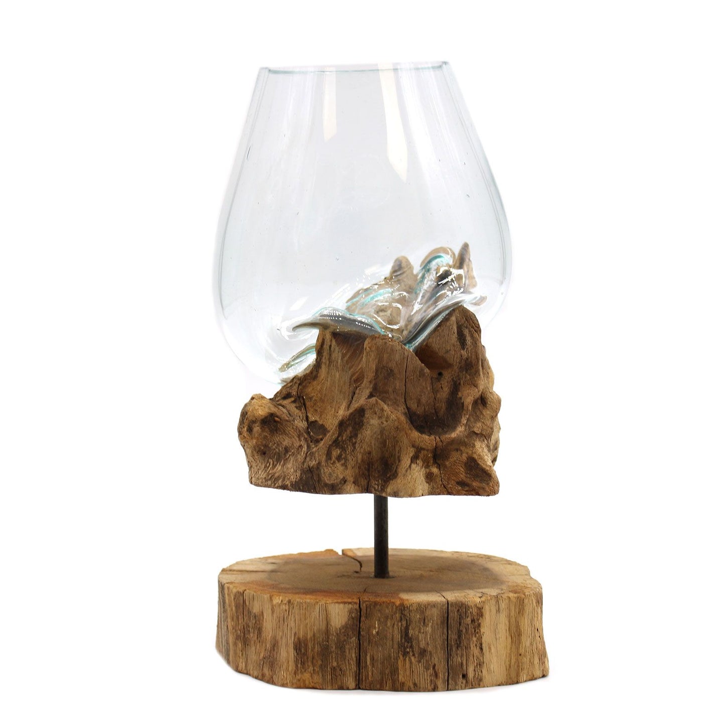 Geschmolzenes Glas Auf Holz Mit Ständer - Große Schüssel