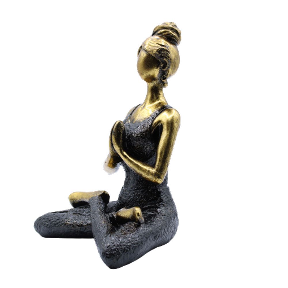 Yoga Dame Figur - Bronze und Schwarz 24cm