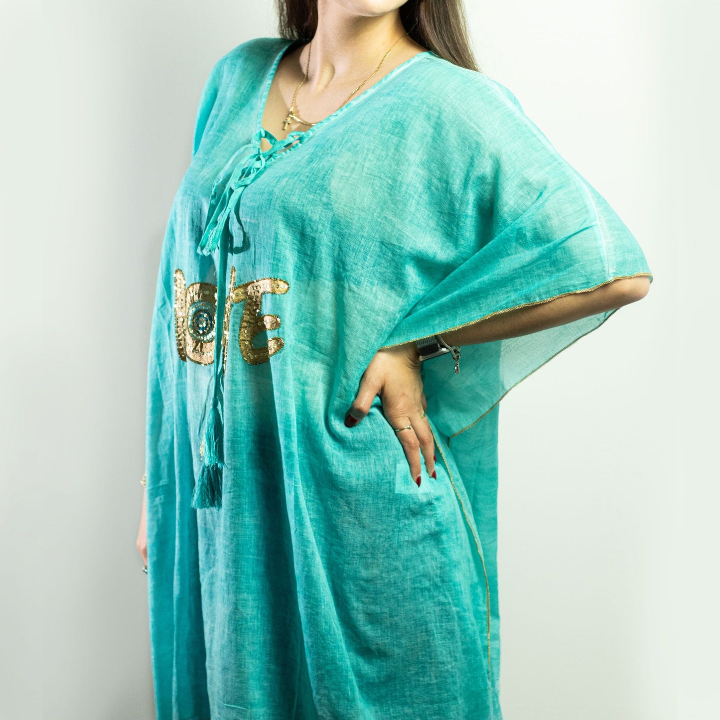 Nomad Sari Med Kollektion Kaftan Türkis Gold Liebe Design