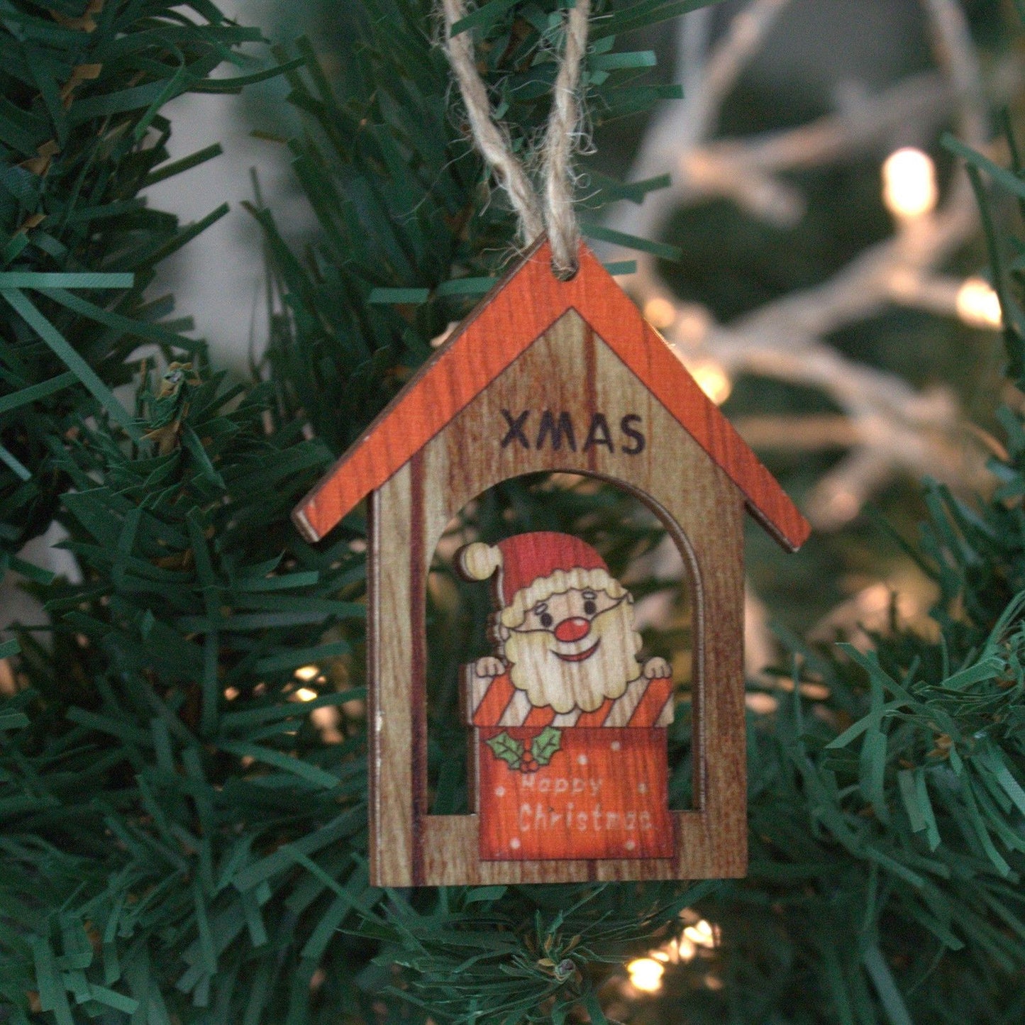 Packung Mit 2 Weihnachts Holz Bastel Dekorationen - Xmas Santa Geschenk