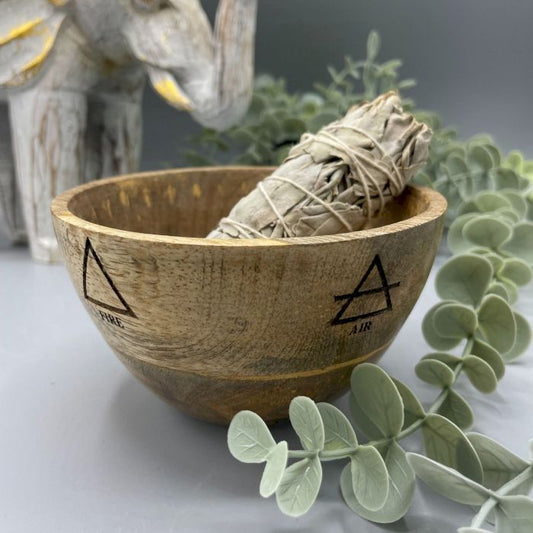 Holz Schale Für Räuchern Und Ritual Opfer - Vier Elemente - 12x7cm