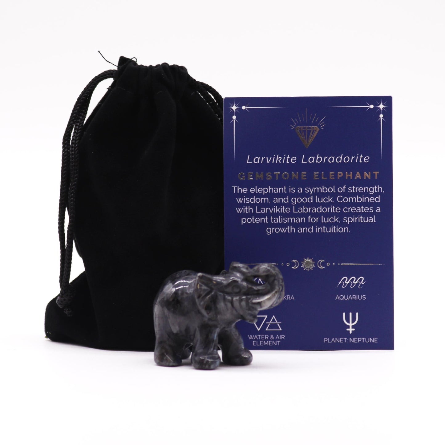 Glücks-Elefant Aus Edelstein - Larvikit Labradorit 50x35x25mm