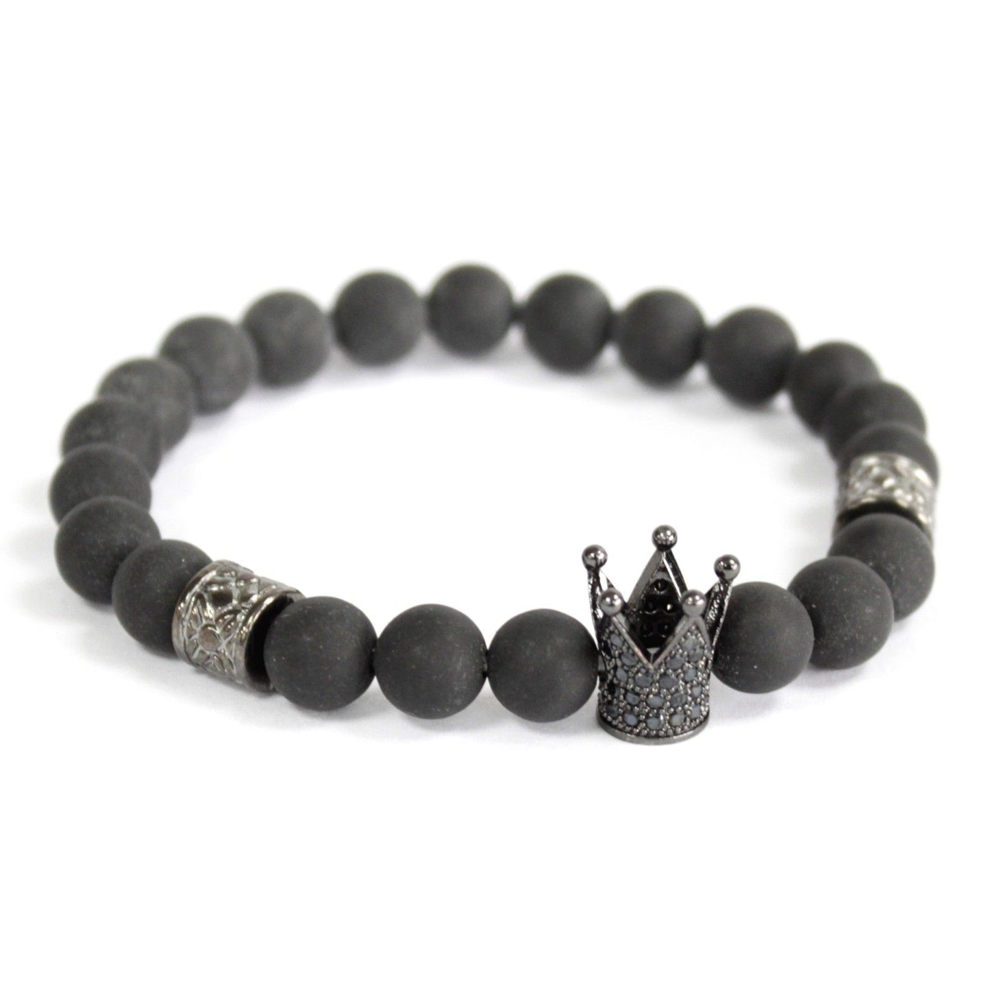 Kristallkrone Schwarze Achat Edelsteinarmband