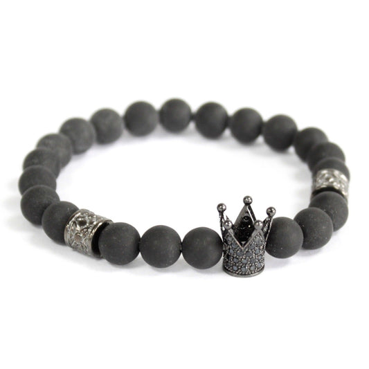 Kristallkrone Schwarze Achat Edelsteinarmband