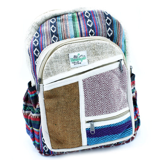Kleiner Hanf Rucksack Zigzag Reißverschluss Stil