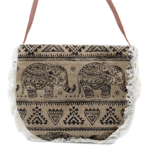 Fab Fransen Tasche - Elefanten Druck