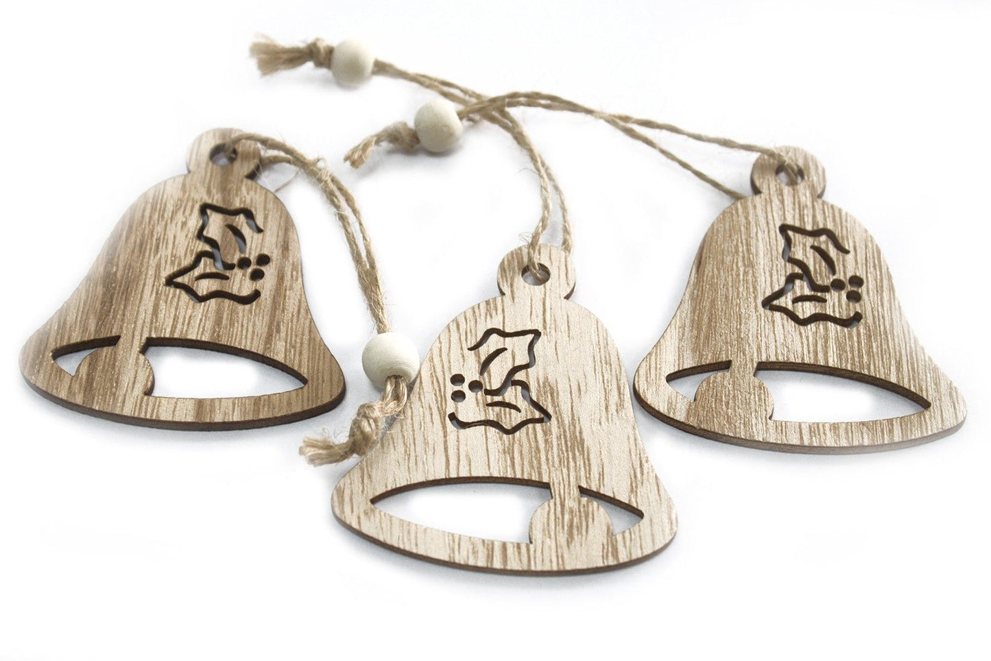 3er Set Weihnachts Holz Dekoration Glocke