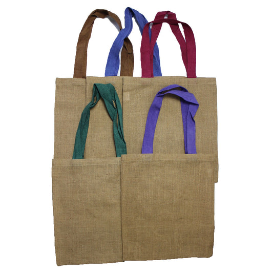 Große Jute Tasche mit Roten Griffen