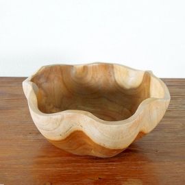 Mittlere Glatte Teakholz Obstschale 21x9cm