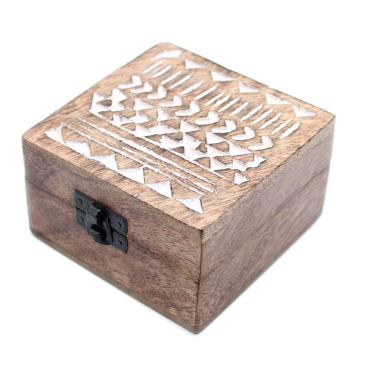 Weiß Gewaschene Holzkiste 4x4 Azteken Design