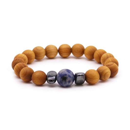 Zedernholz Halschakra Armband mit Sodalith