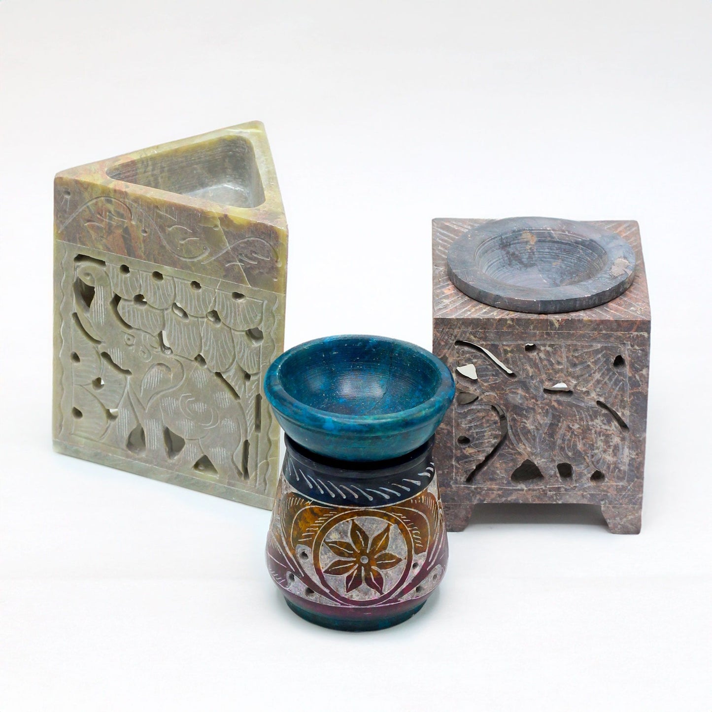 Kleiner Bunter Seifenstein Öl Brenner 8cm - Blume