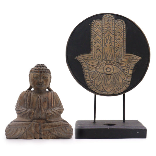 Buddha Feng Shui Set Hamsa Grau 2 Designs