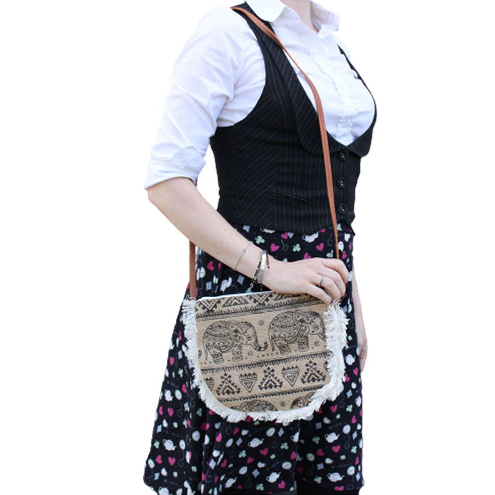 Fab Fransen Tasche - Elefanten Druck