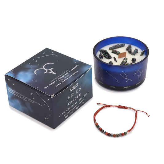 Zodiac Kristallkerze Mit Edelsteinarmband - Widder