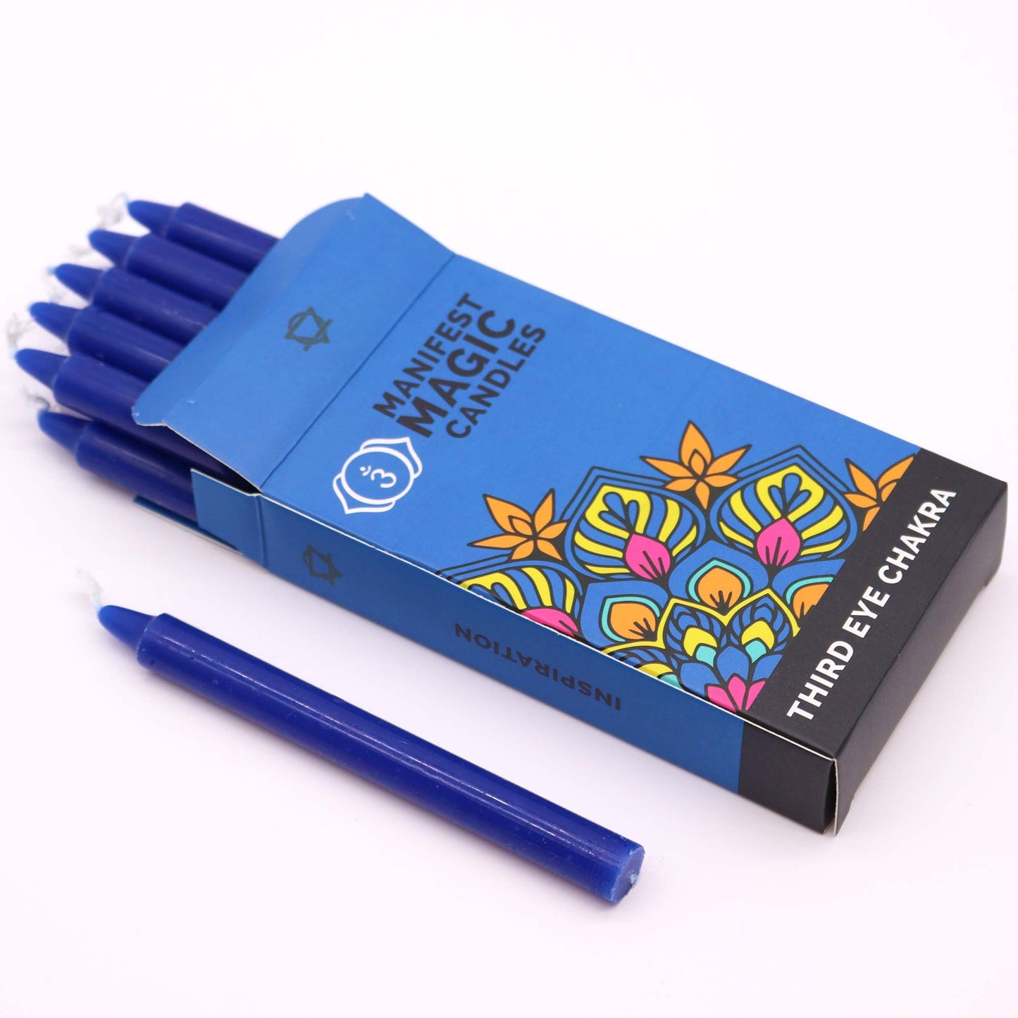 Manifestieren Magie Kerzen Dunkelblau Packung Mit 12 Dritte Auge Chakra