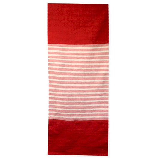 Indischer Baumwollteppich 70x170cm Rot/Rosa