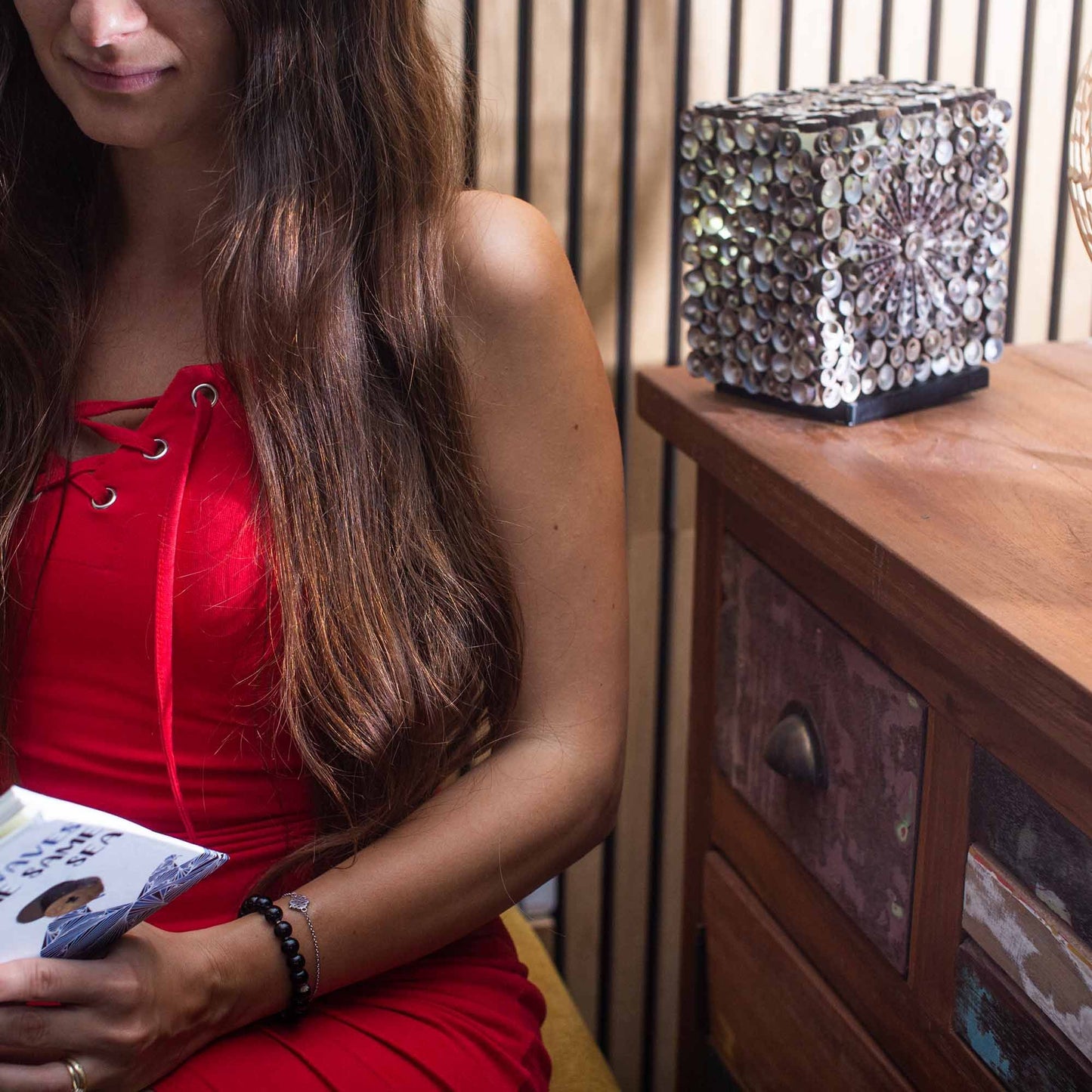 Boho Muschel Lampe - Rosen Globe - 20cm