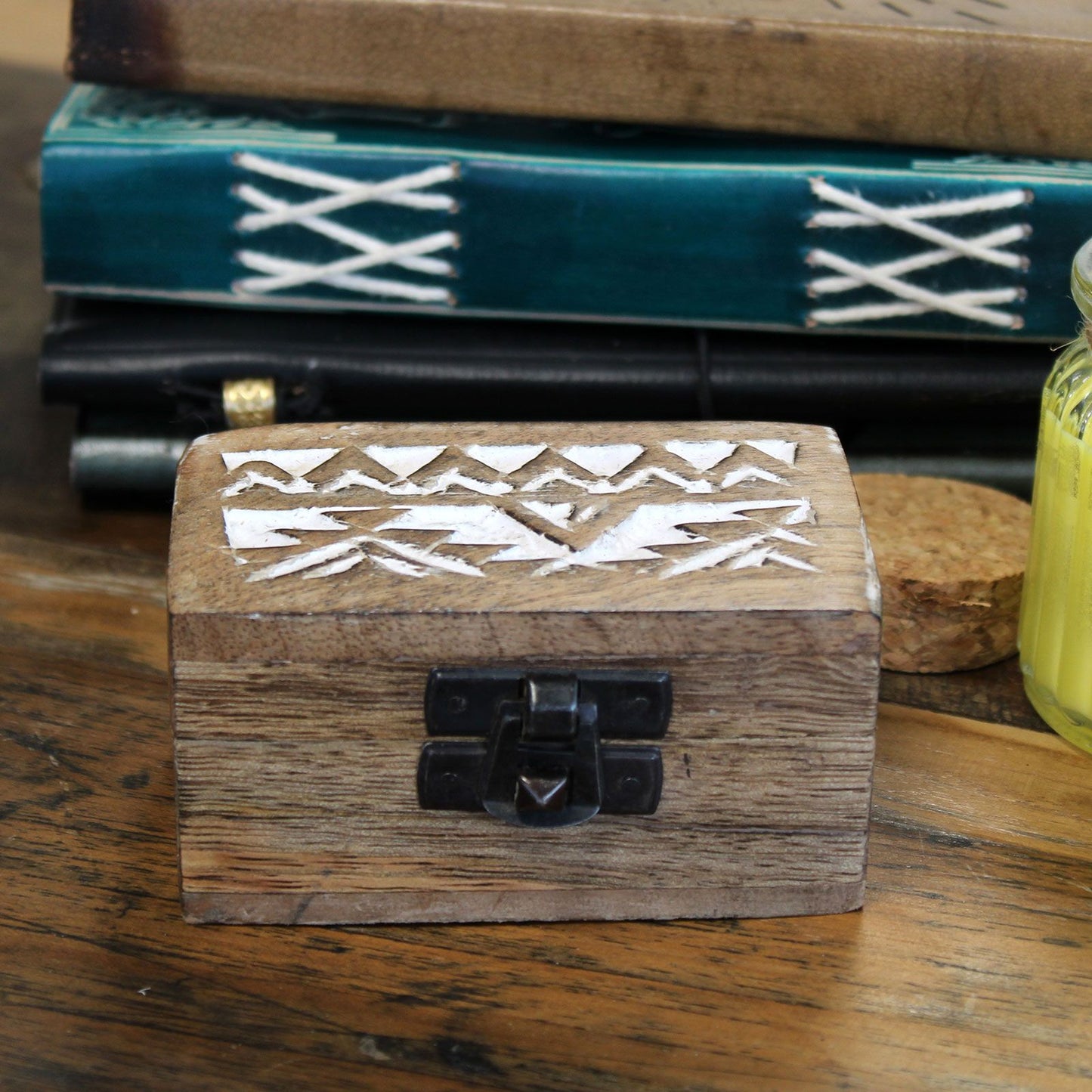 Weiß Gewaschene Holzkiste Pillenbox Slawisches Design