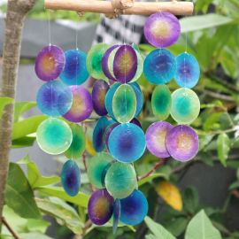 Grünes Und Lila Driftwood Kreuz Windspiel