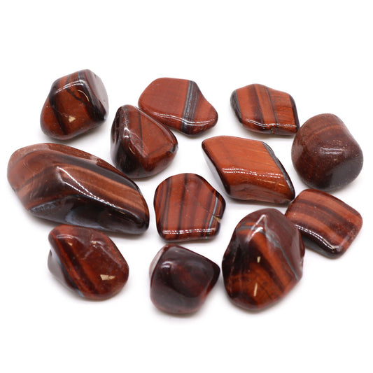 Tasche Mit 12 Afrikanischen Edelstein Tigerauge Rot Größe 7 26mm KG