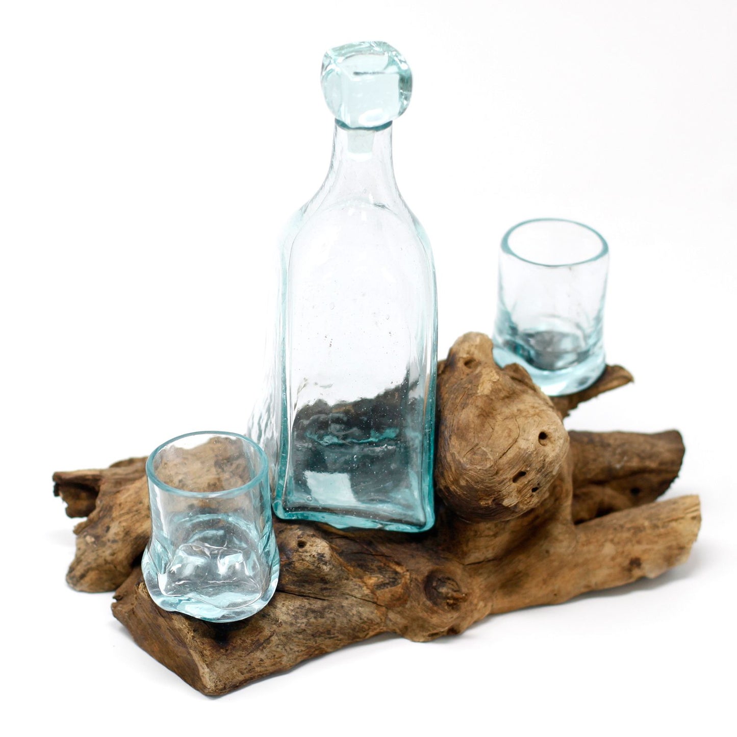 Molton Glas Auf Holz Whisky Set