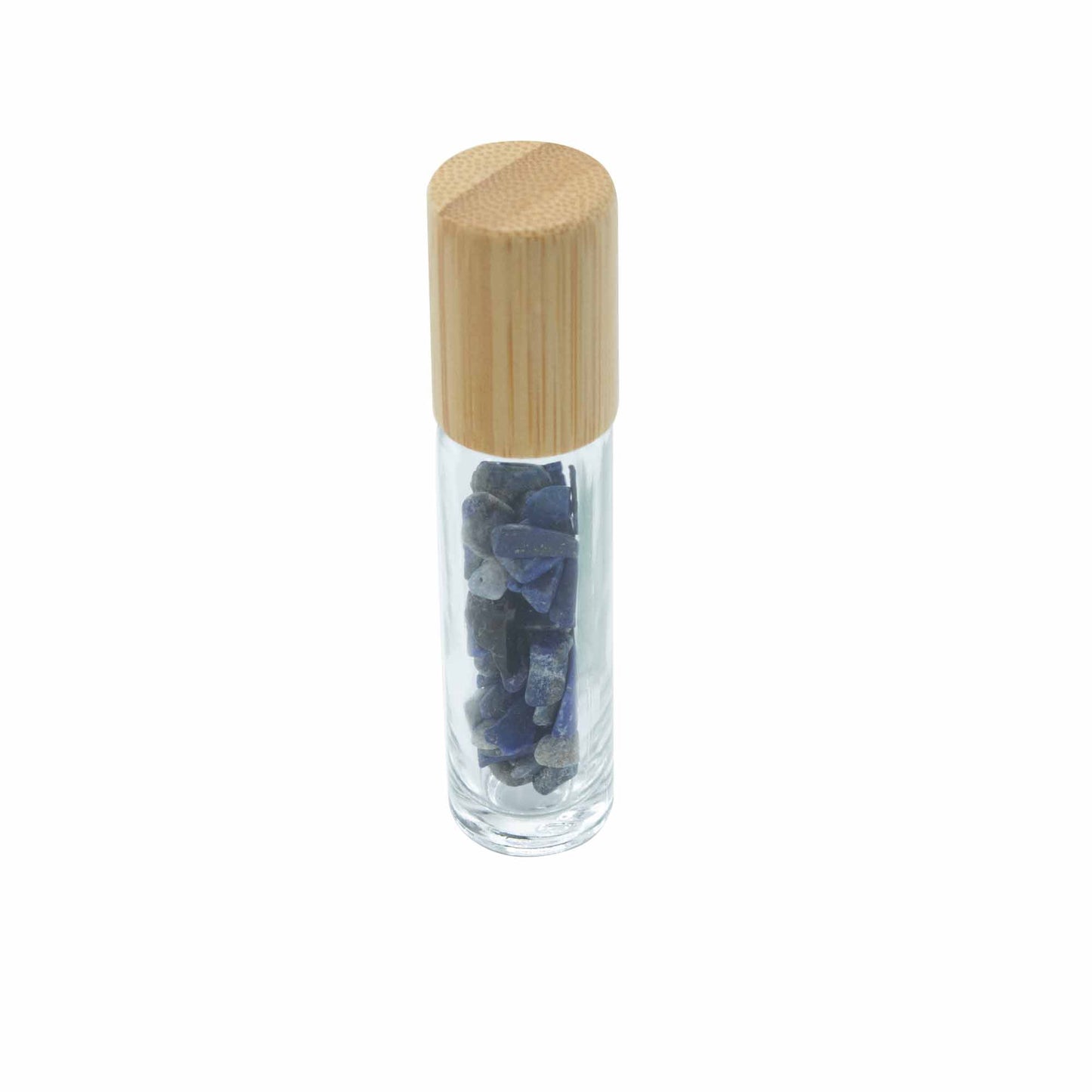 Edelstein Ätherisches Öl Rollerflasche - Sodalith - Holzdeckel + Edelstein Rollspitze für 5ml Flasche - Sodalith