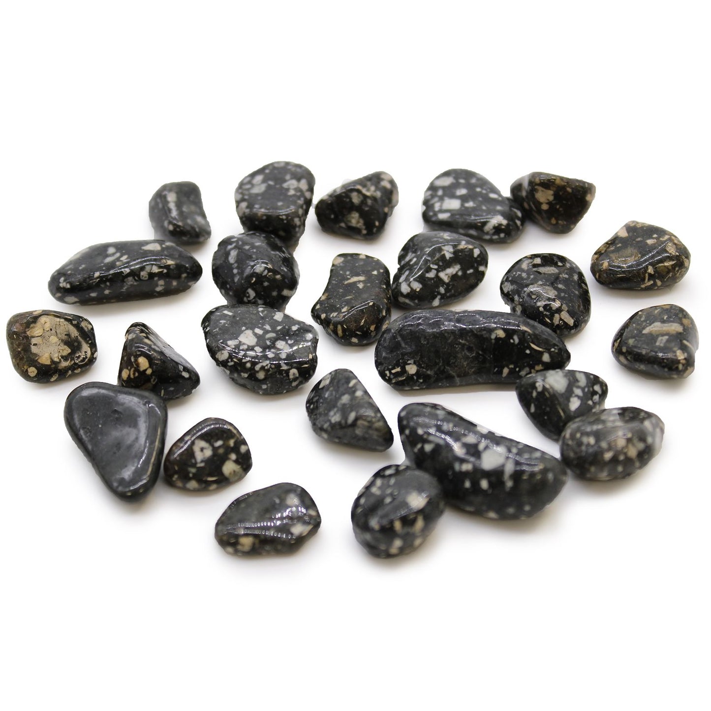 Beutel Mit 24 Kleinen Afrikanischen Tumble Stones - Guinea Fowl