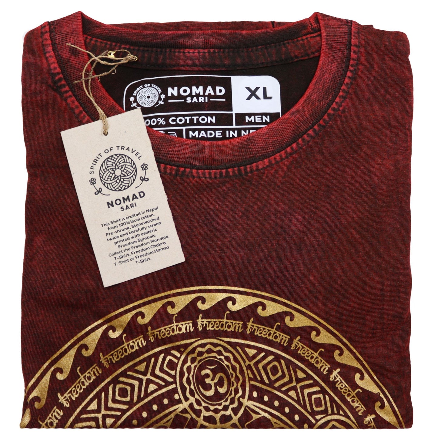 XLarge Stein Geschliffenes T-Shirt Chakra Maroon