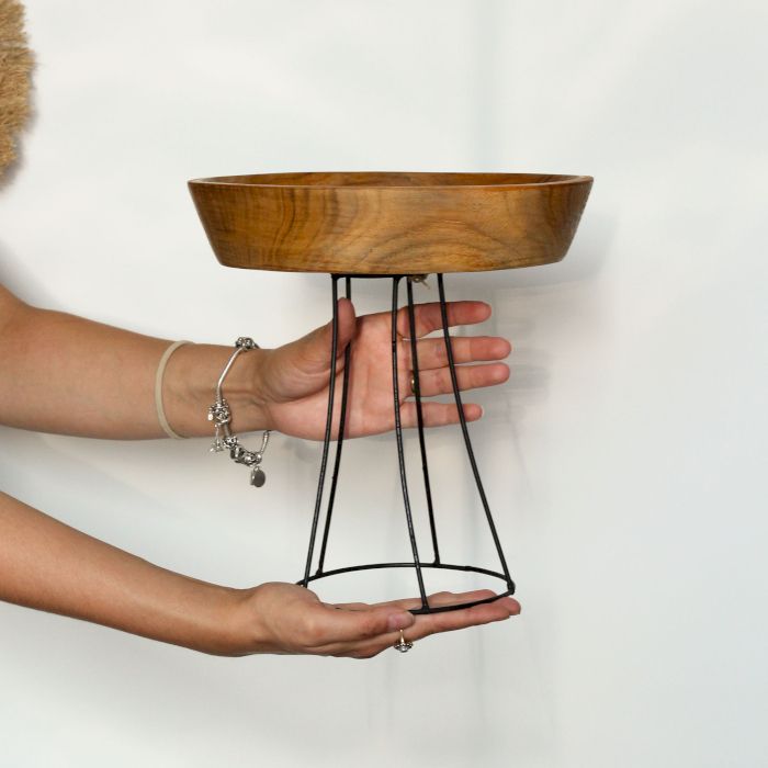 Set Mit 3 Erhöhten Teak Schalen