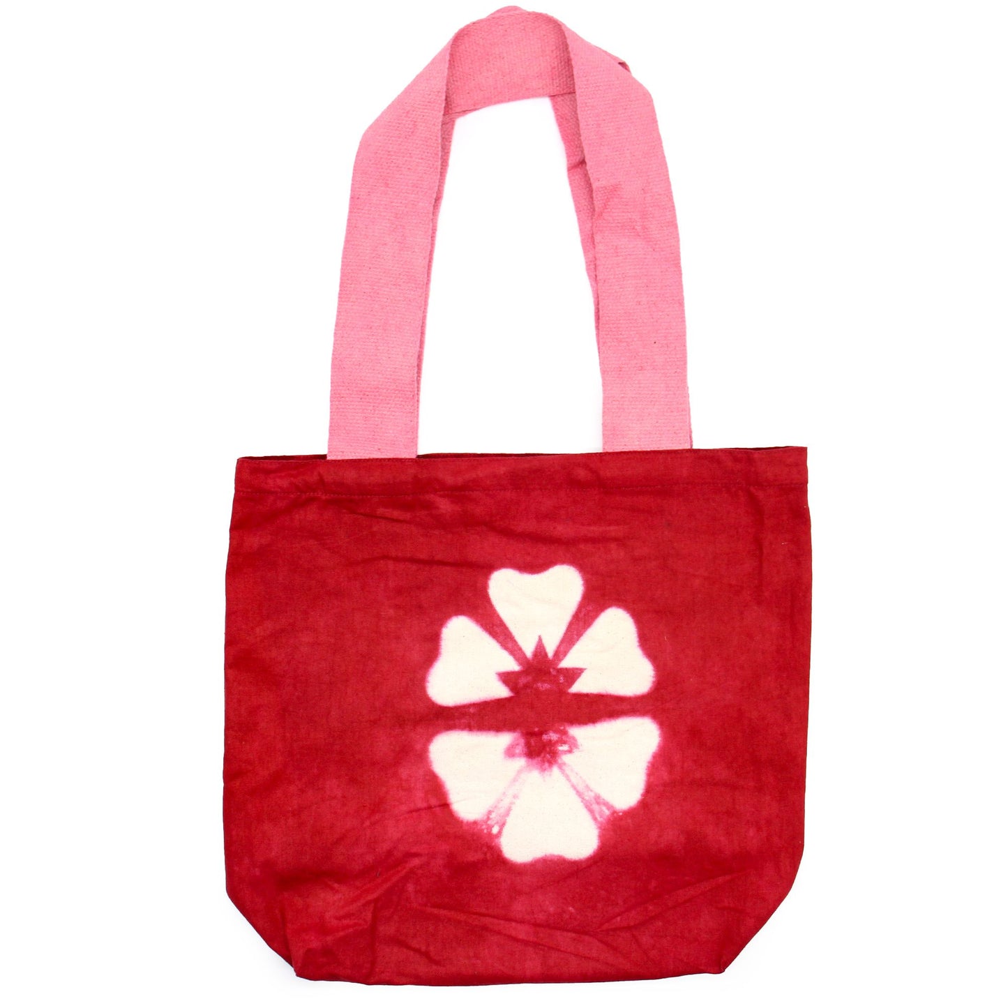 Natürliche Tye-Dye Baumwolltasche 8oz 38x42x12cm Maronenblume Pinker Griff