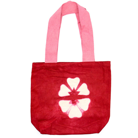 Natürliche Tye-Dye Baumwolltasche 8oz 38x42x12cm Maronenblume Pinker Griff