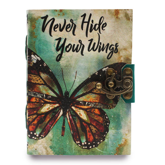 Leder Notizbuch Never Hide Your Wings Deckle Edge 7x5 Zoll