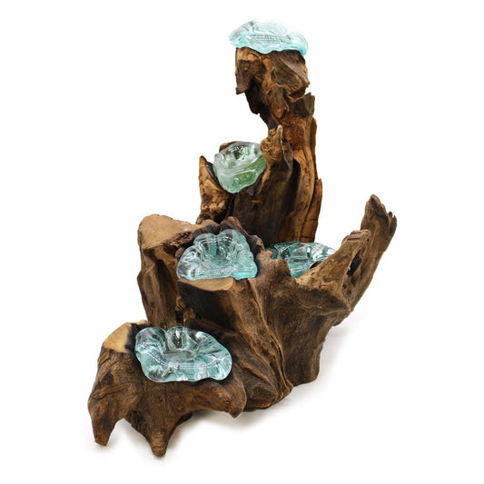 Molton Glas Fünf Kerzenhalter Auf Holz