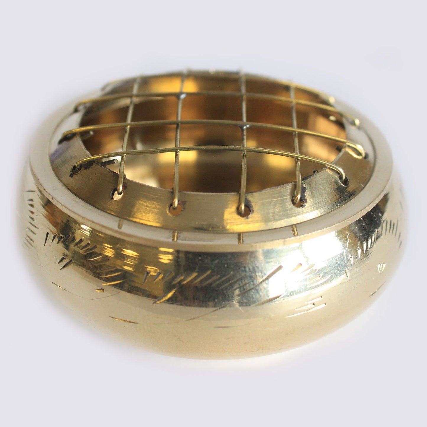 Holzkohlen Duftlampe Mit Messing Halter Und Bildschirmdeckel