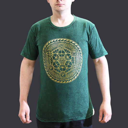 Kleines Steinwasch T-Shirt Chakra Grün