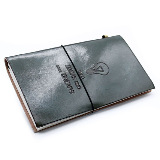 Handgefertigtes Lederjournal Gute Ideen Und Andere Träume Grau 80 Seiten