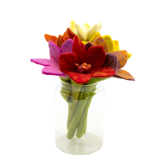 6er Set Filzblumen - Lilie In Verschiedenen Farben