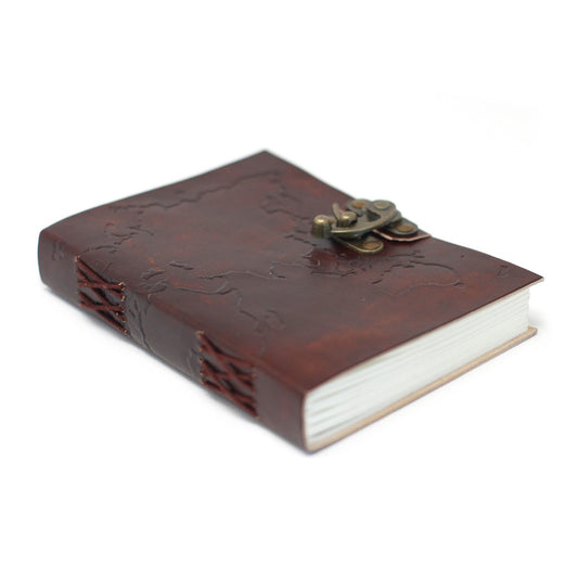 Leder Weltkarte Und Nähnotizbuch 18x13 Cm