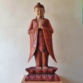 Handgeschnitzte Buddha Statue 100 cm Willkommen