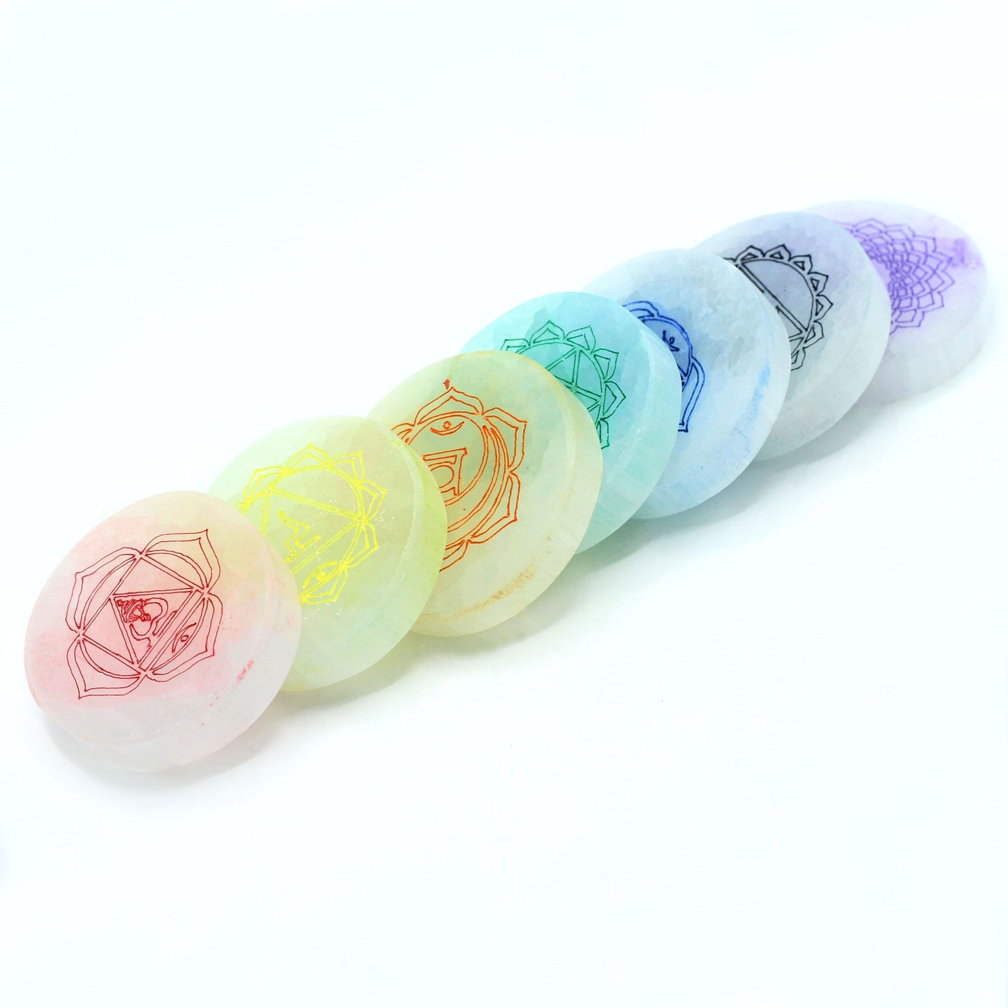 Chakra Set Mit 7 Selenit Ladeplatten