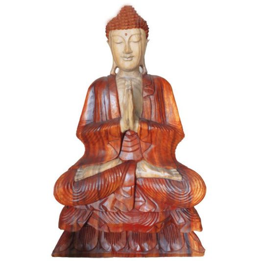 Handgeschnitzte Buddha Statue 80cm Willkommen