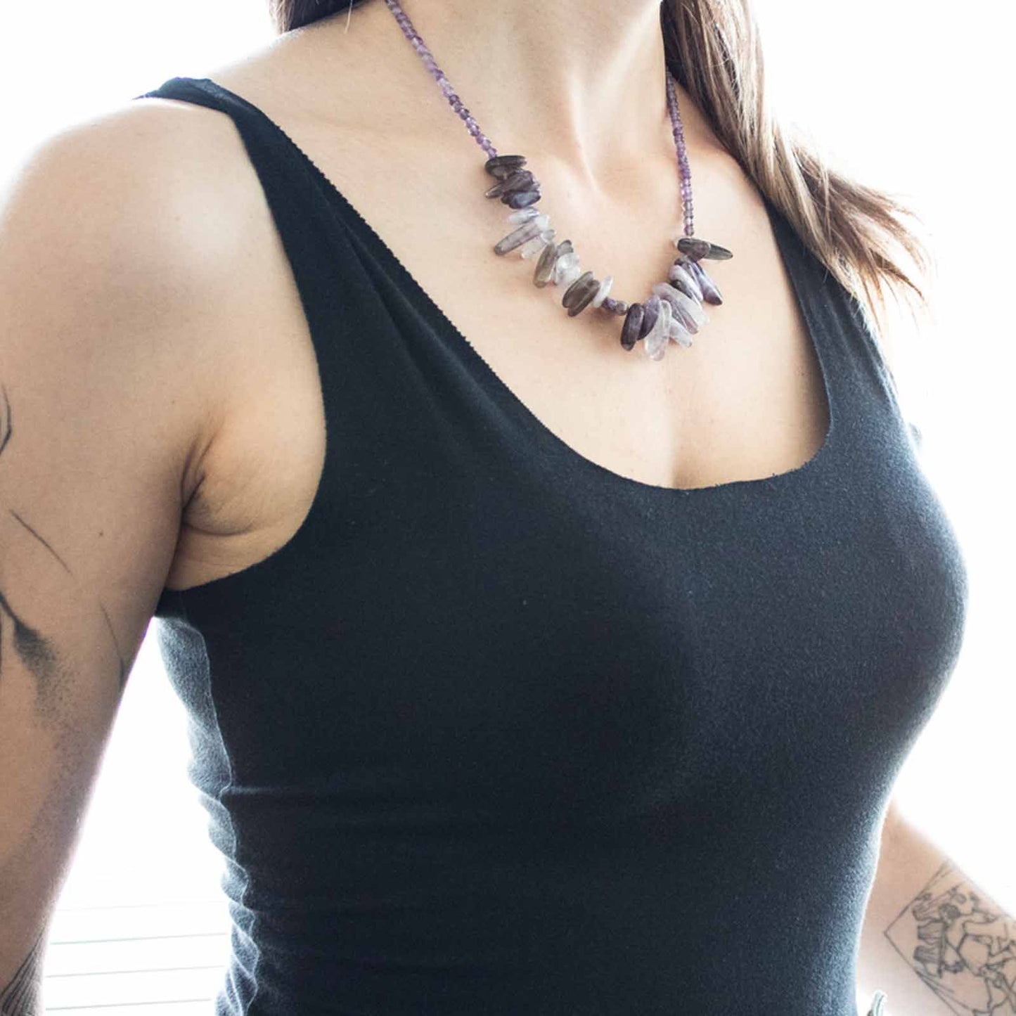 Langstein Edelstein Halskette - Dalmatinerstein