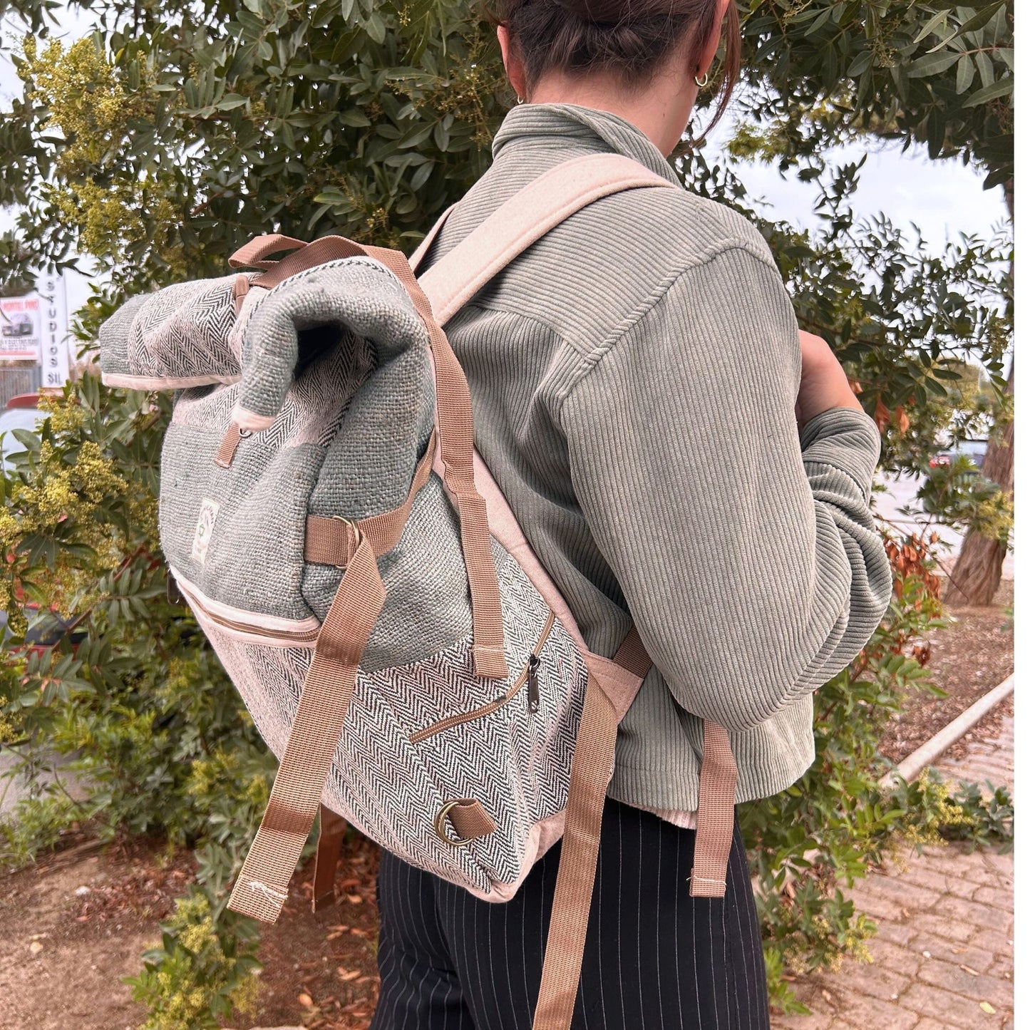 Hanf Trekking Rollende Rucksack Sage