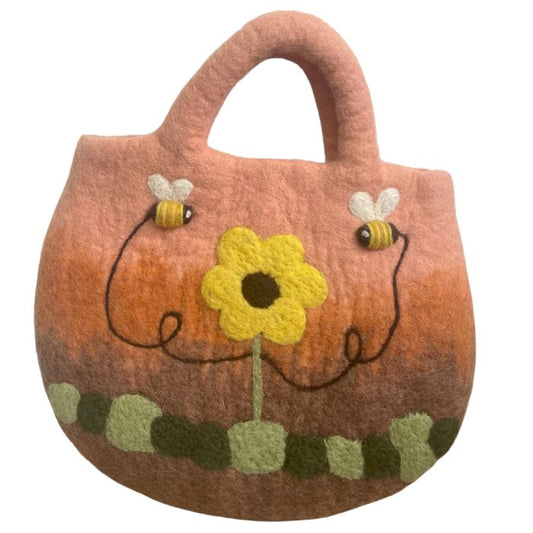 Sonnenblumen Und Bienen Filztasche 35x27cm