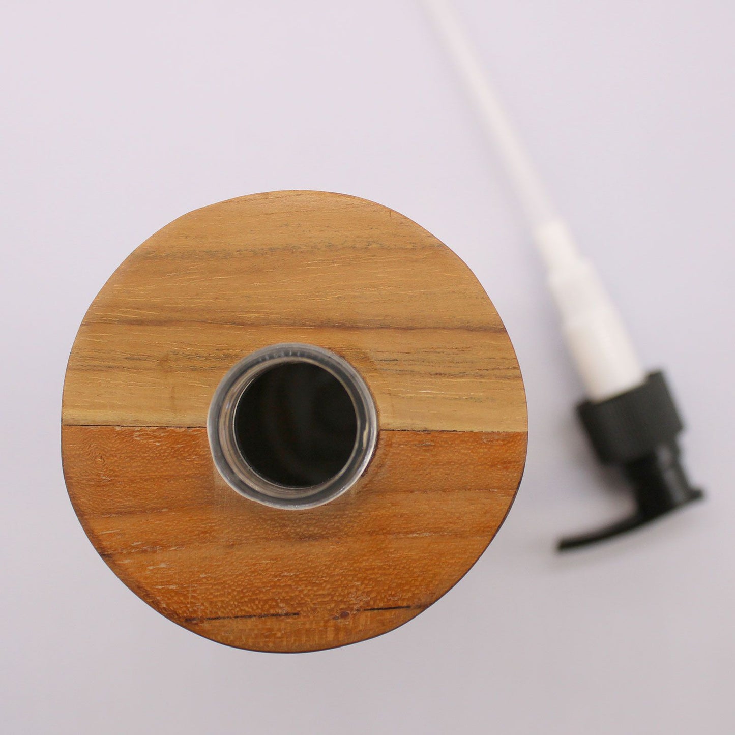 Natürlicher Teakholz Seifenspender Rund