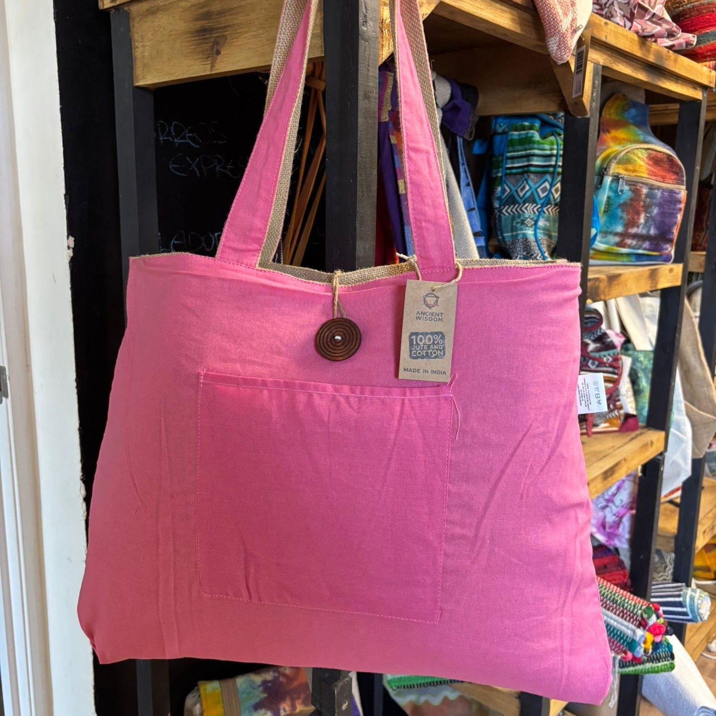 Wendetasche Aus Jute Und Baumwolle Groß - Rosa