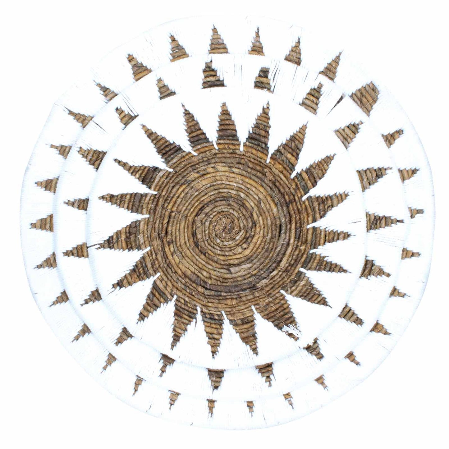 Set Aus Drei Seagrass Schalen Wanddekoration Creme