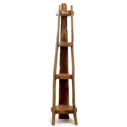 Natürliche Teak Eckregal 4 Regale 135cm Hoch