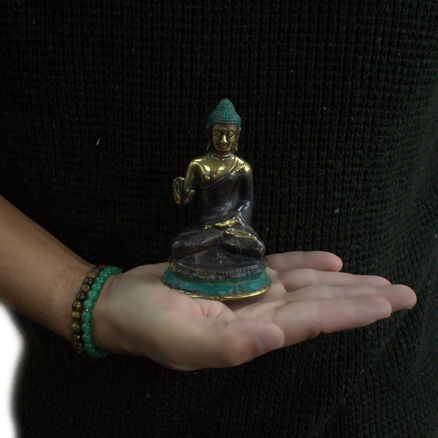 Med Hand Sitzender Buddha Aus Messing Fengshui Deko